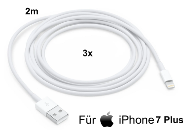 3x iPhone 7 Plus Lightning auf USB Kabel 2m Ladekabel